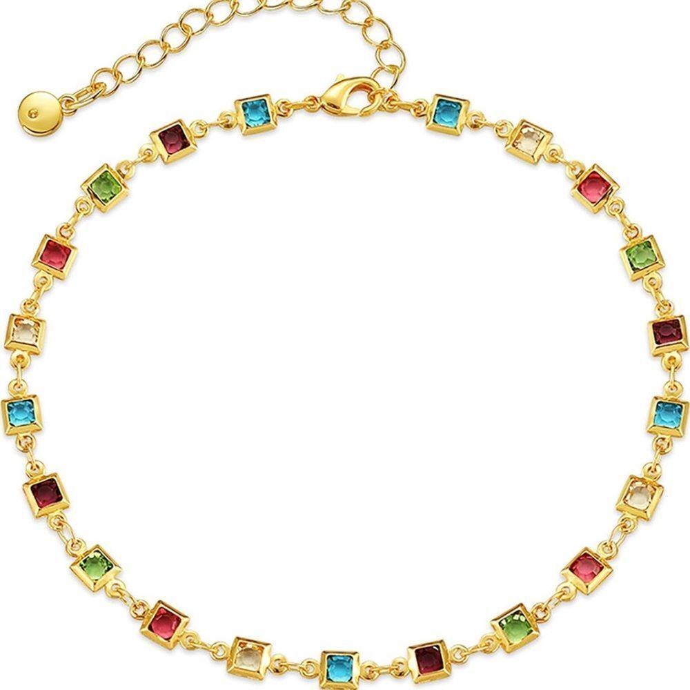 NEW 18K Gold Plated Multicolor Gemstone Gold Bracelet